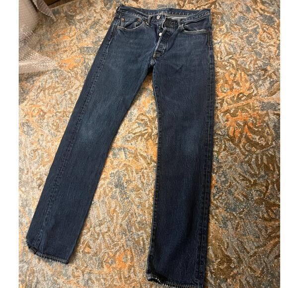Levi’s 501 Original Button-Fly Jeans – W32 L32 – Dark Wash Denim - Picture 3 of 3